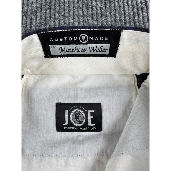 Joseph Abboud Suit 46L Blue Plaid Sharkskin Wool Single Breasted Custom 42x28 - Picture 16 of 16